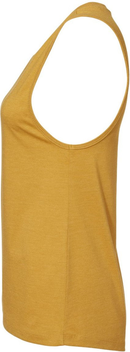 Left View of Heather Mustard Women&#39;s Jersey Muscle Tank - 6003