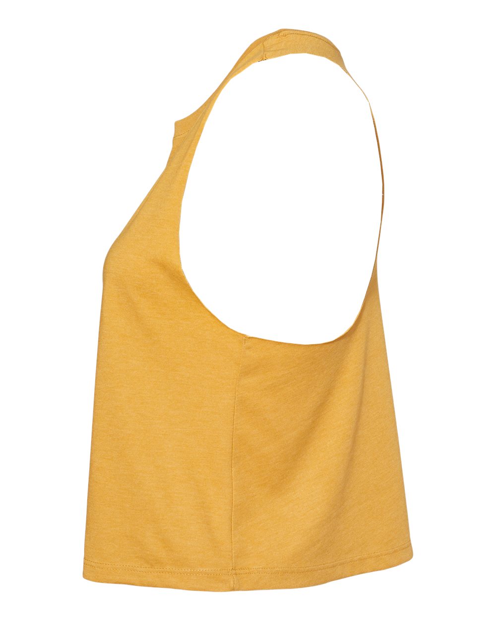 Left View of Heather Mustard Women&#39;s Racerback Crop Tank - 6682