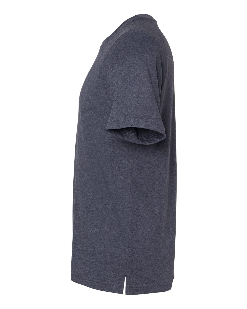 Left View of Heather Navy Heather CVC Raglan Tee - 3201