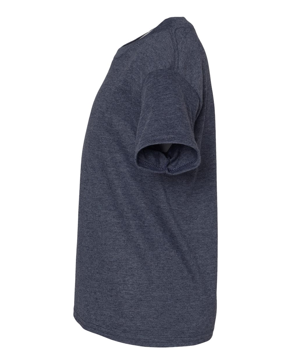 Left View of Heather Navy Light Cotton Youth T-Shirt - 3000B