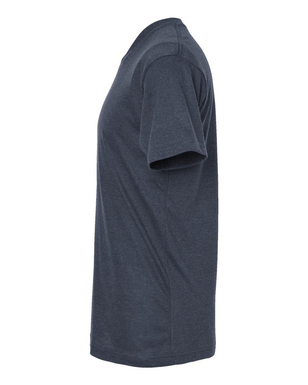Left View of Heather Navy Poly-Rich V-Neck T-Shirt - 207