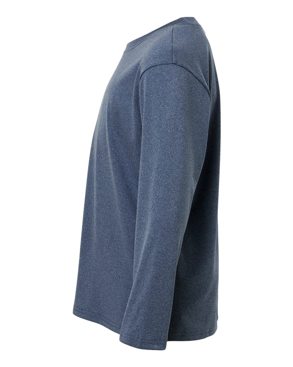 Left View of Heather Navy Pro-Lock Youth Performance Long Sleeve T-Shirt - 48400Y