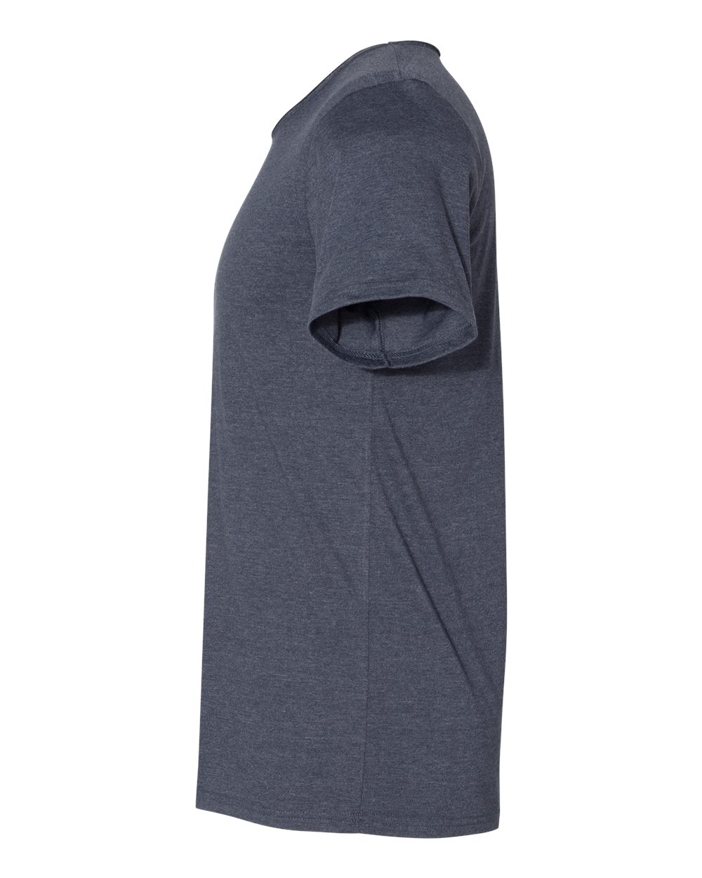 Left View of Heather Navy Raw Neck Tee - 3014