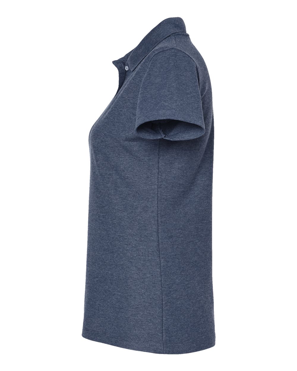 Left View of Heather Navy Women&#39;s 50/50 Sport Pique Polo - 401