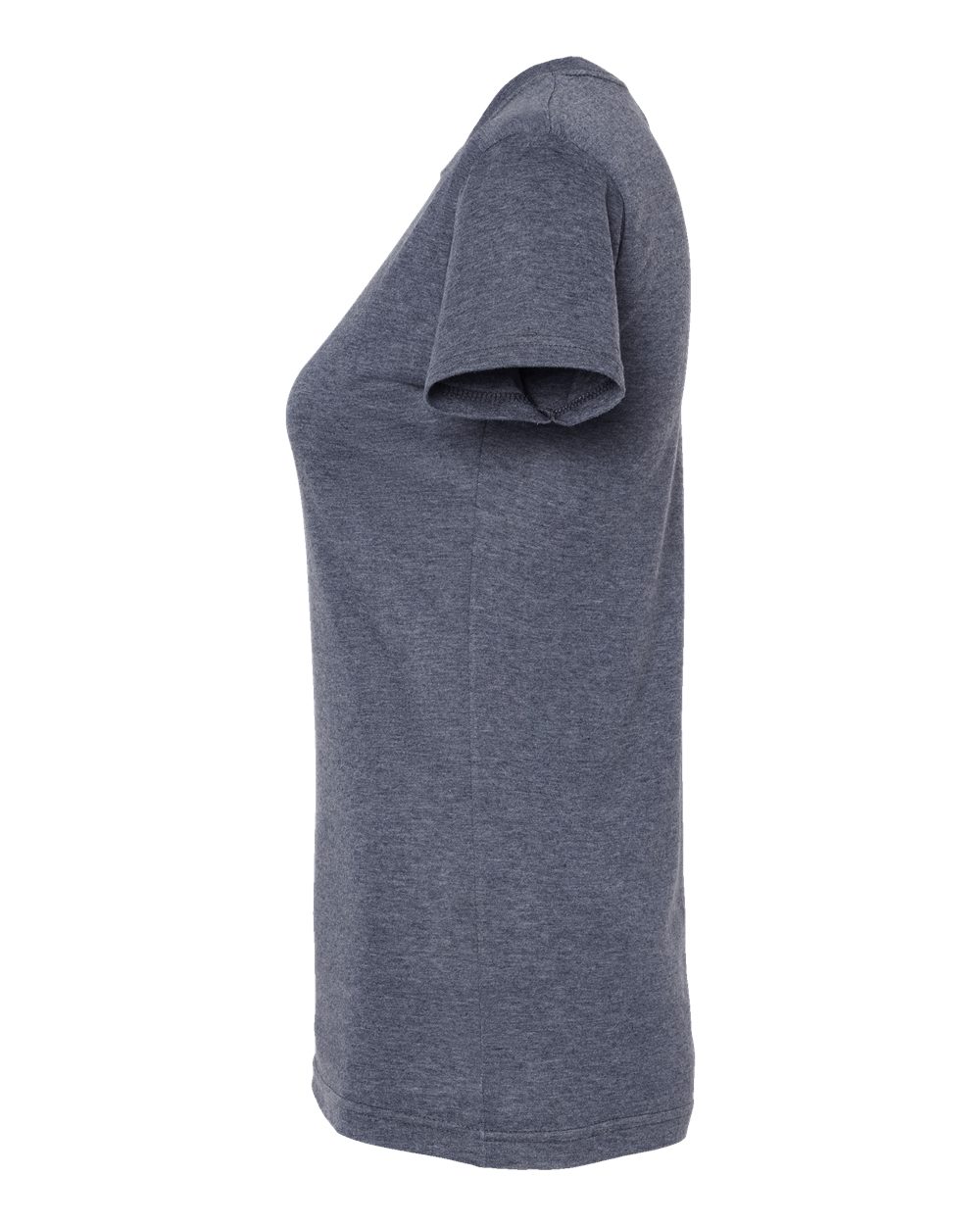 Left View of Heather Navy Women&#39;s Poly-Rich T-Shirt - 240