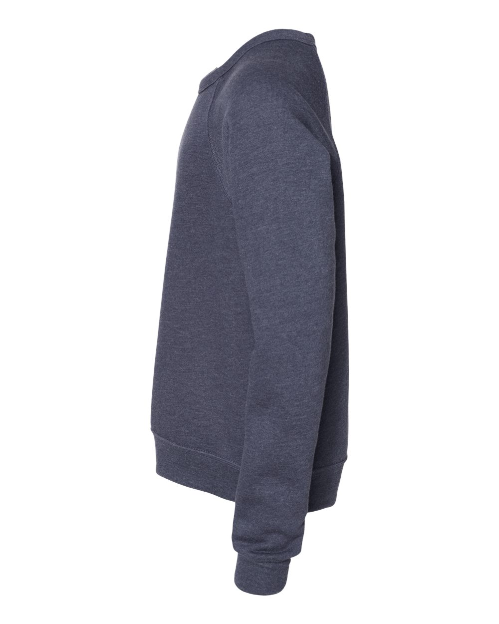 Left View of Heather Navy Youth Sponge Fleece Crewneck Sweatshirt - 3901Y
