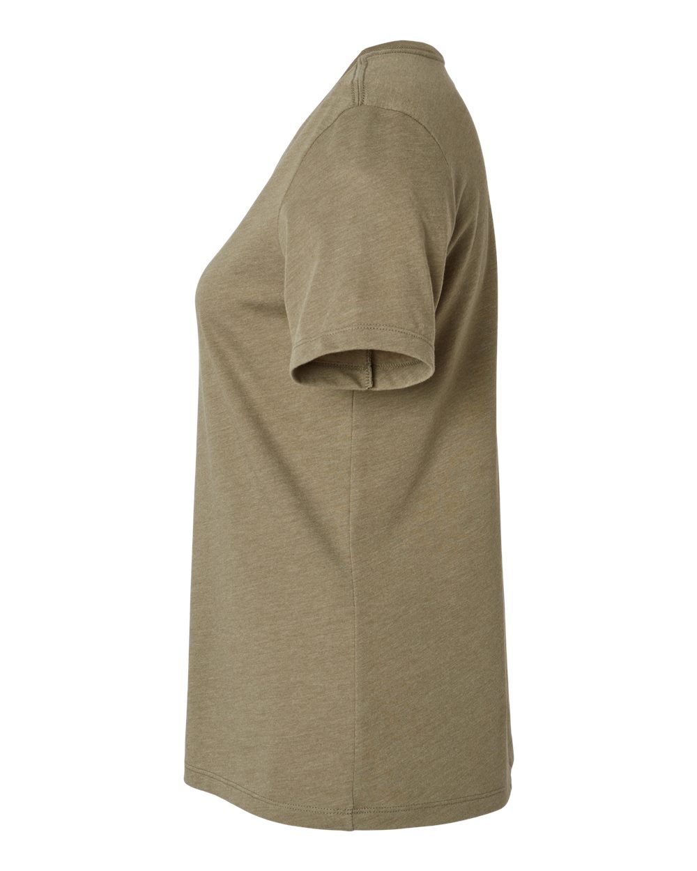 Left View of Heather Olive Women’s Relaxed Fit Heather CVC Tee - 6400CVC