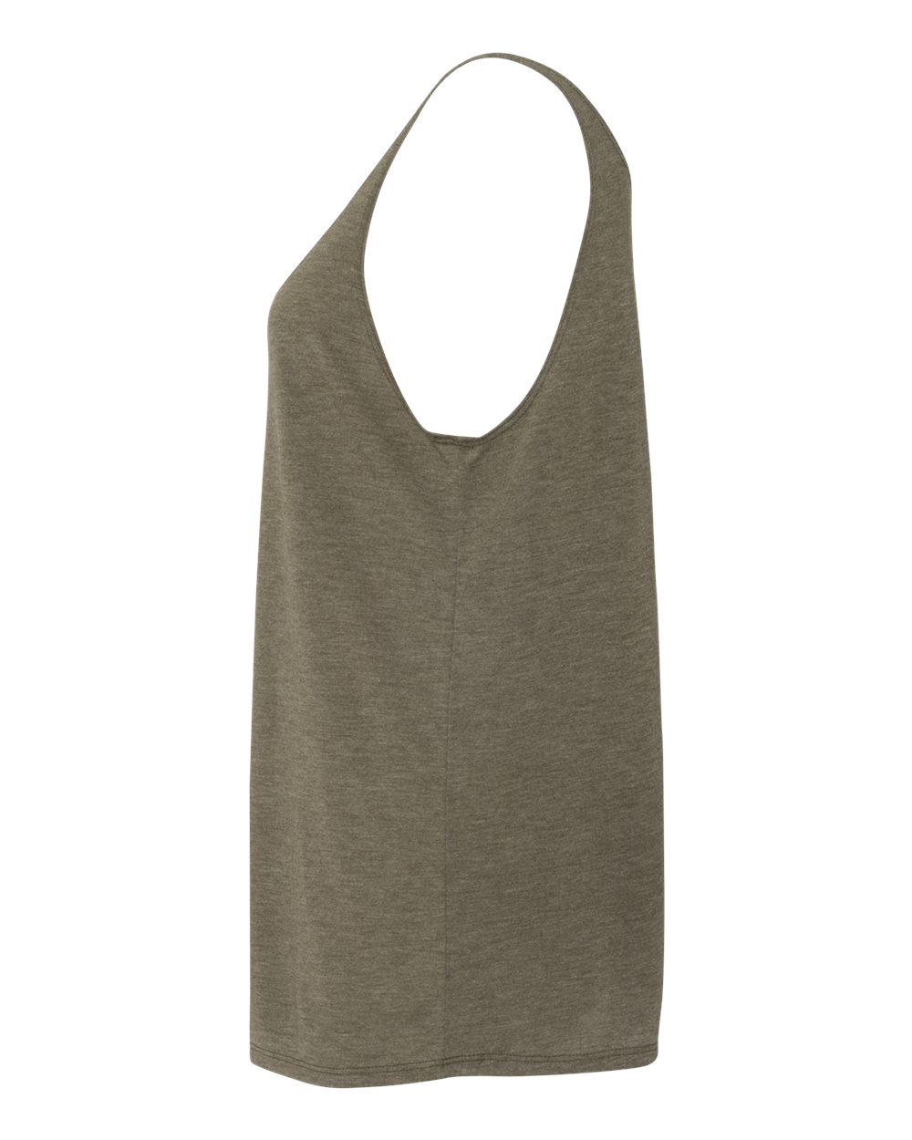 Left View of Heather Olive Women&#39;s Slouchy Tank - 8838