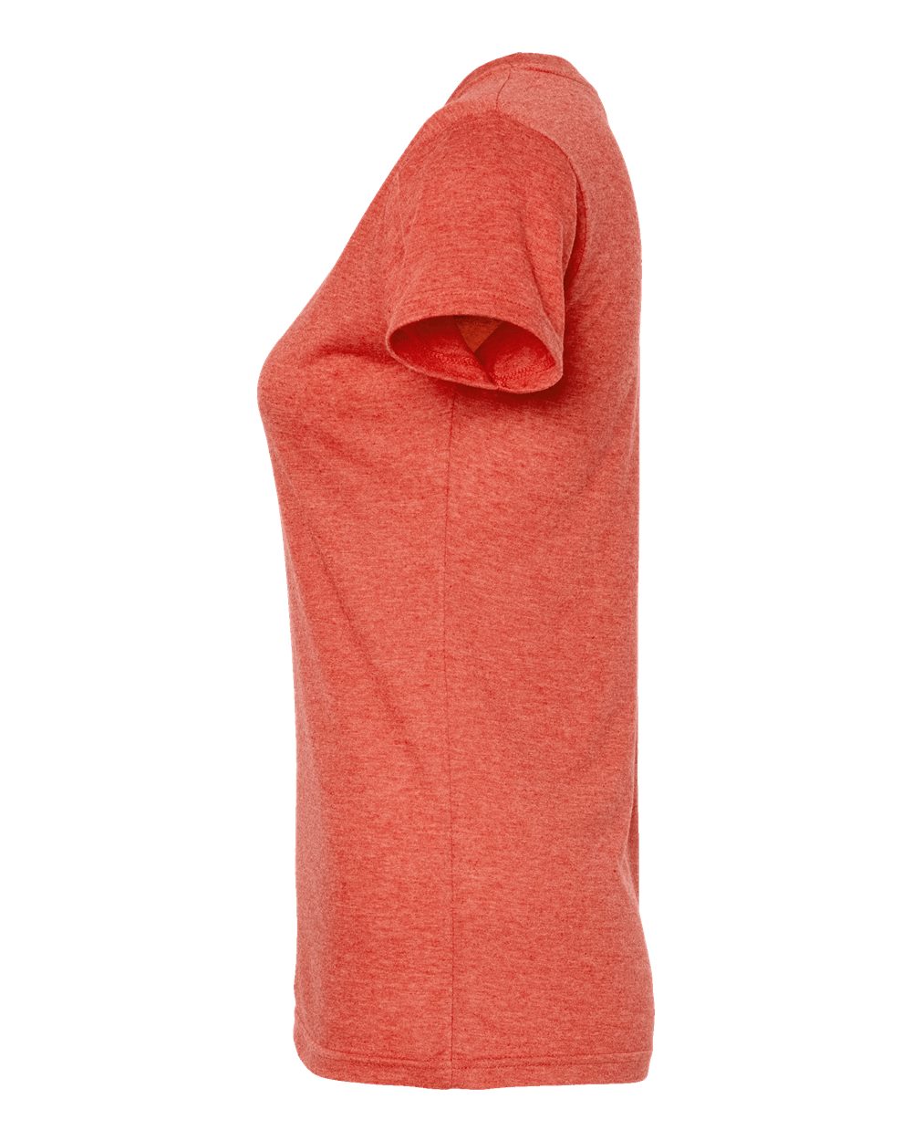 Left View of Heather Orange Women&#39;s Poly-Rich T-Shirt - 240