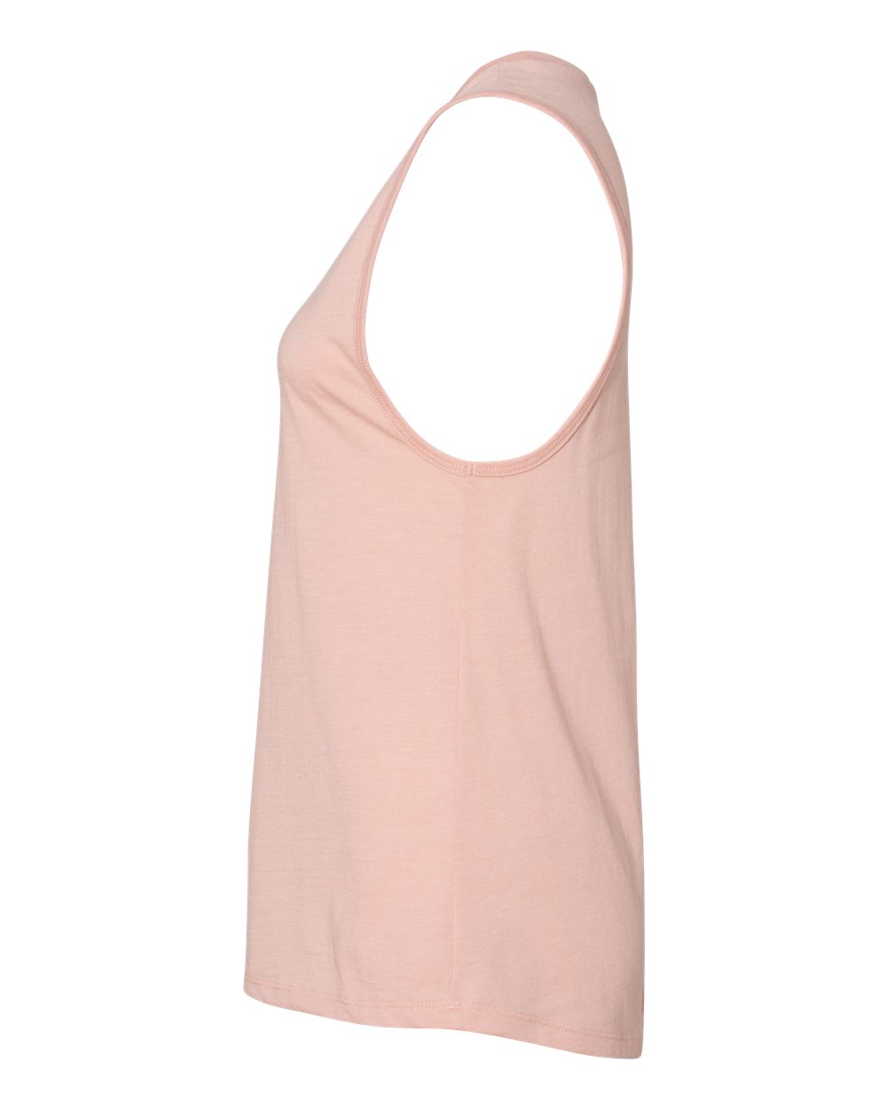 Left View of Heather Peach Women&#39;s Jersey Muscle Tank - 6003