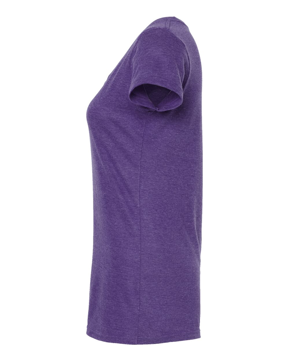 Left View of Heather Purple Women&#39;s Poly-Rich Scoop Neck T-Shirt - 243
