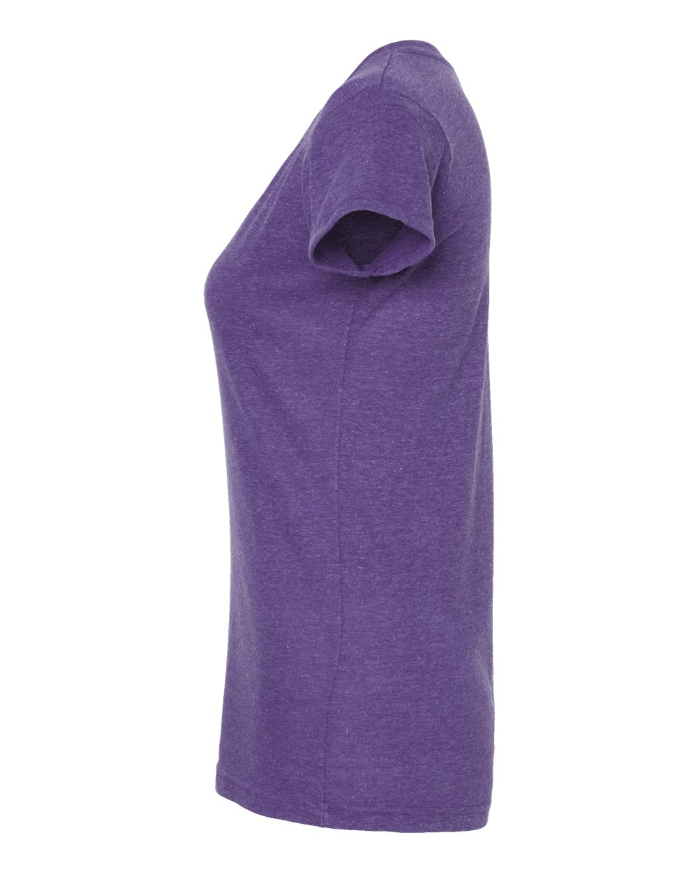 Left View of Heather Purple Women&#39;s Poly-Rich V-Neck T-Shirt - 244