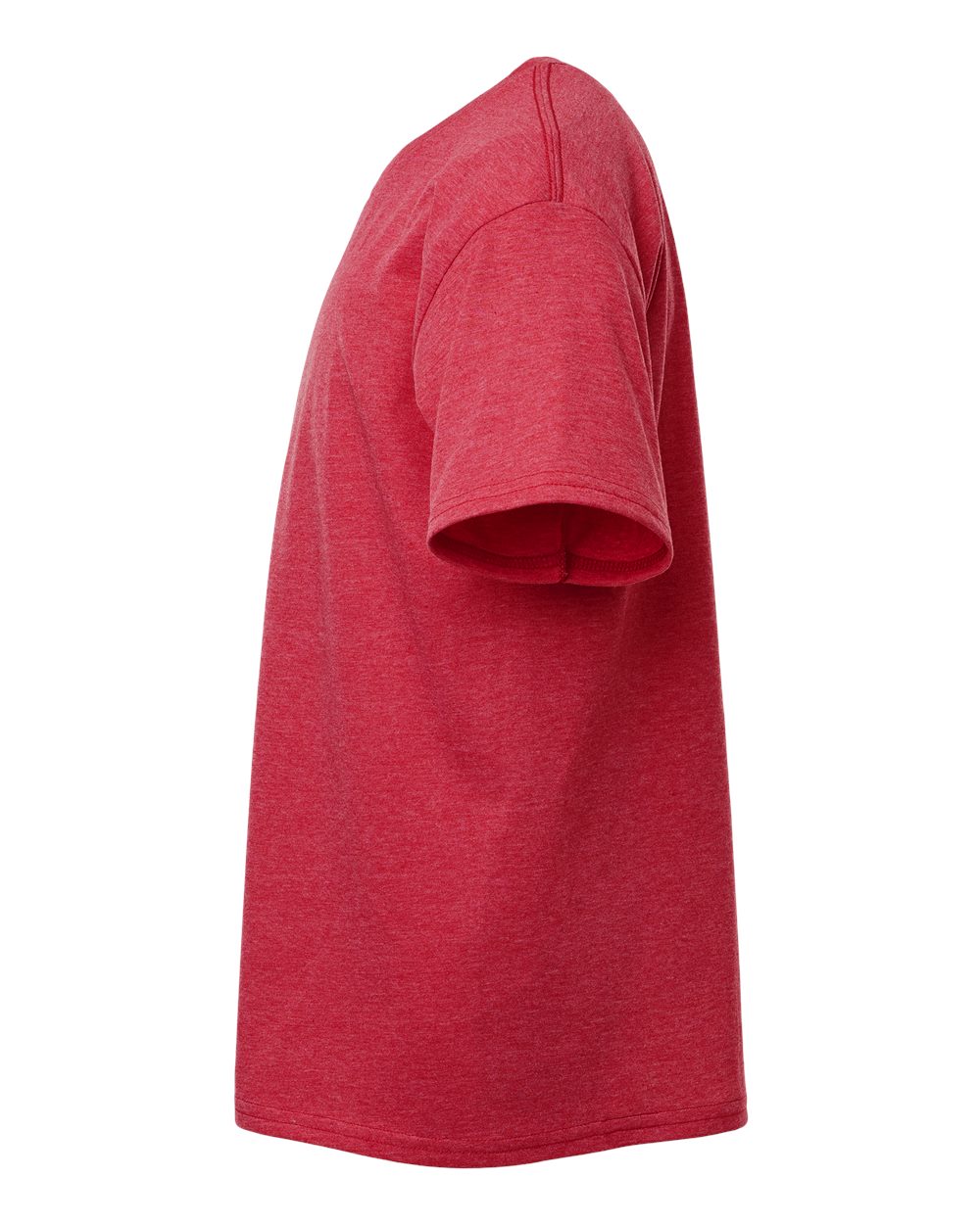 Left View of Heather Red Light Cotton Youth T-Shirt - 3000B