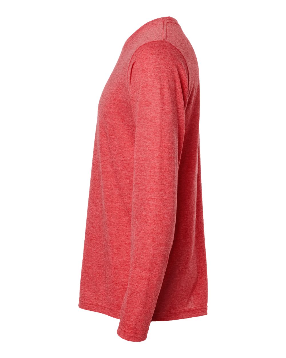 Left View of Heather Red Poly-Rich Long Sleeve T-Shirt - 242