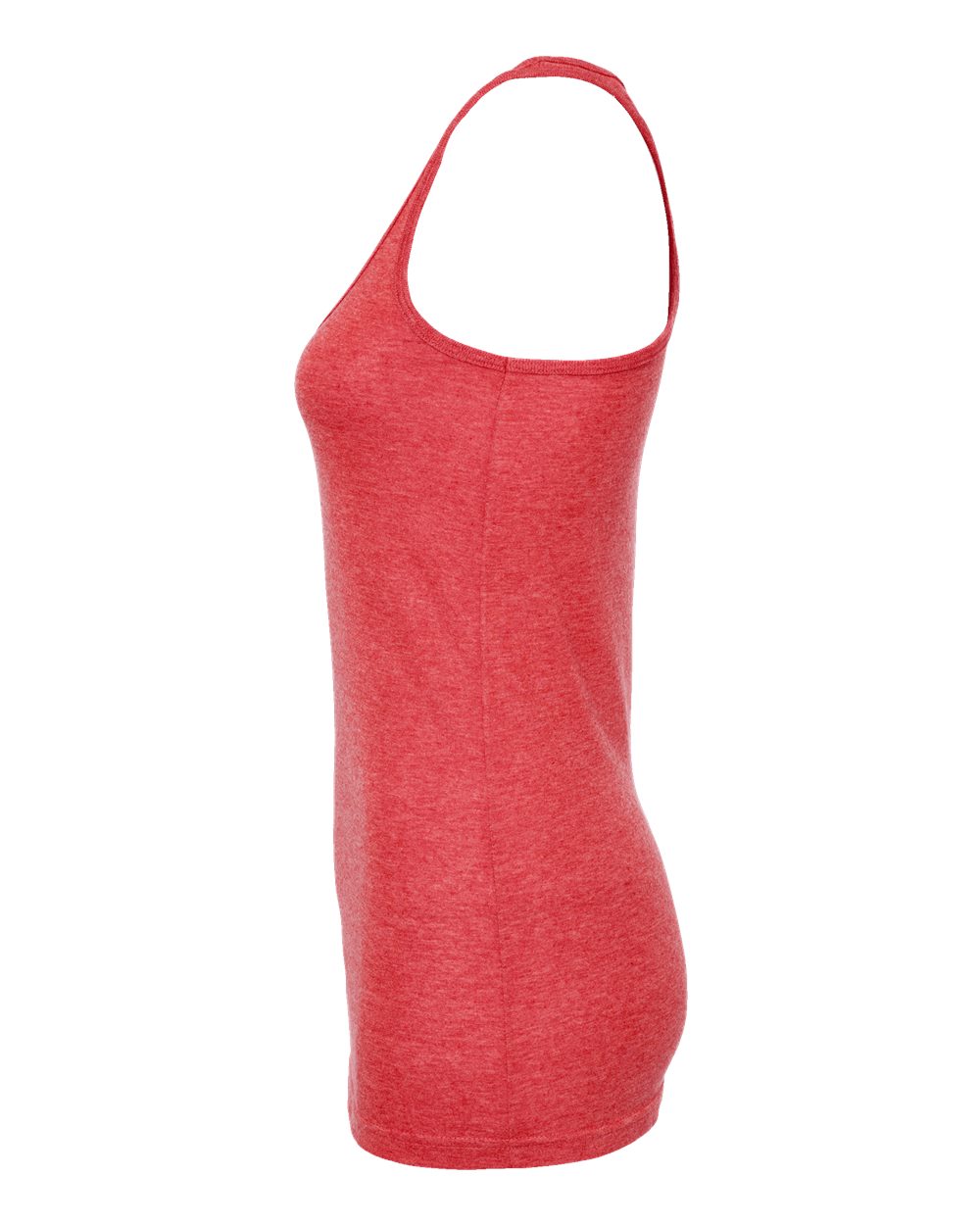 Left View of Heather Red Women&#39;s Poly-Rich Racerback Tank Top - 190