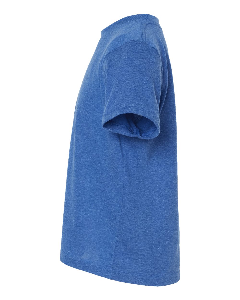 Left View of Heather Royal Youth Poly-Rich T-Shirt - 265