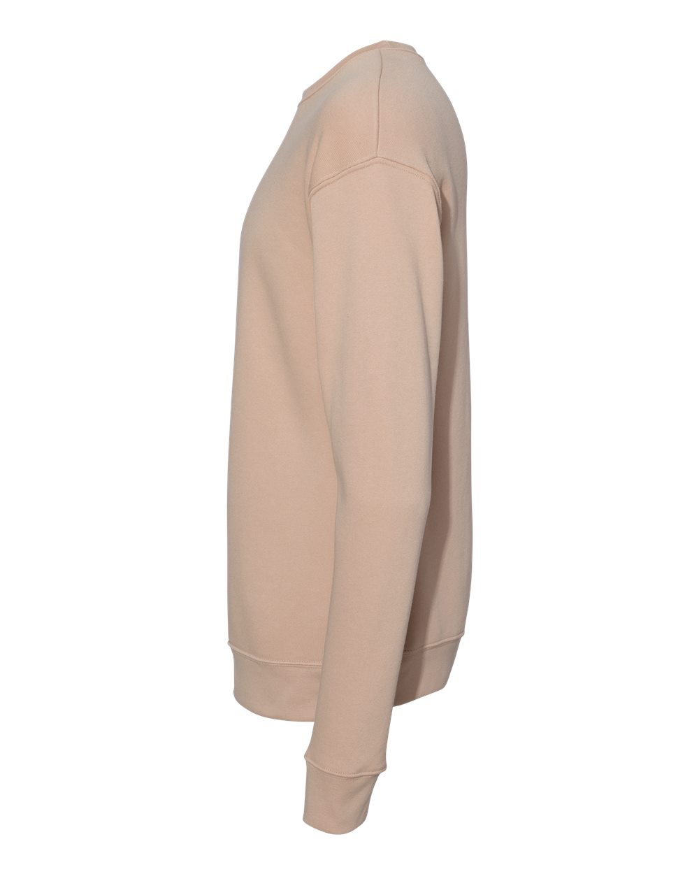 Left View of Heather Sand Dune Sponge Fleece Drop Shoulder Crewneck Sweatshirt - 3945