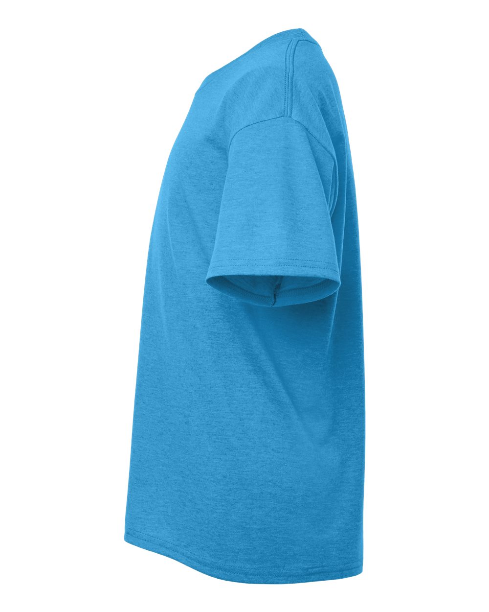 Left View of Heather Sapphire Light Cotton Youth T-Shirt - 3000B