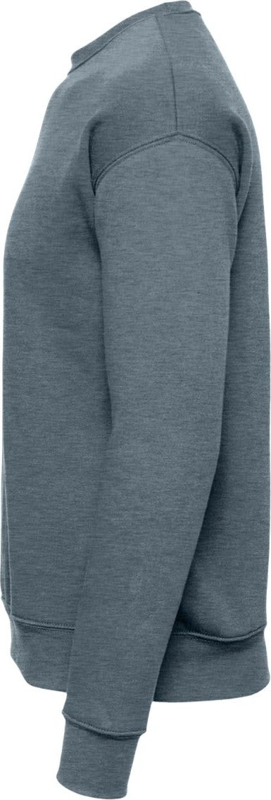 Left View of Heather Slate Sponge Fleece Drop Shoulder Crewneck Sweatshirt - 3945