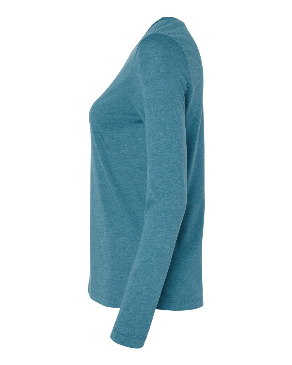 Left View of Heather Slate Women’s Jersey Long Sleeve Tee - 6500