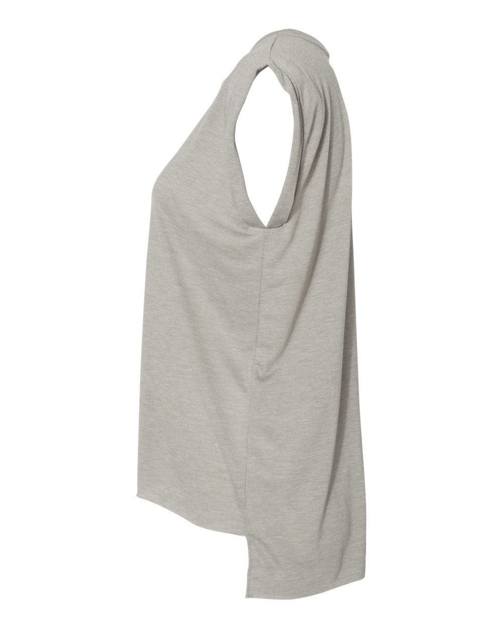 Left View of Heather Stone Women’s Flowy Rolled Cuffs Muscle Tee - 8804