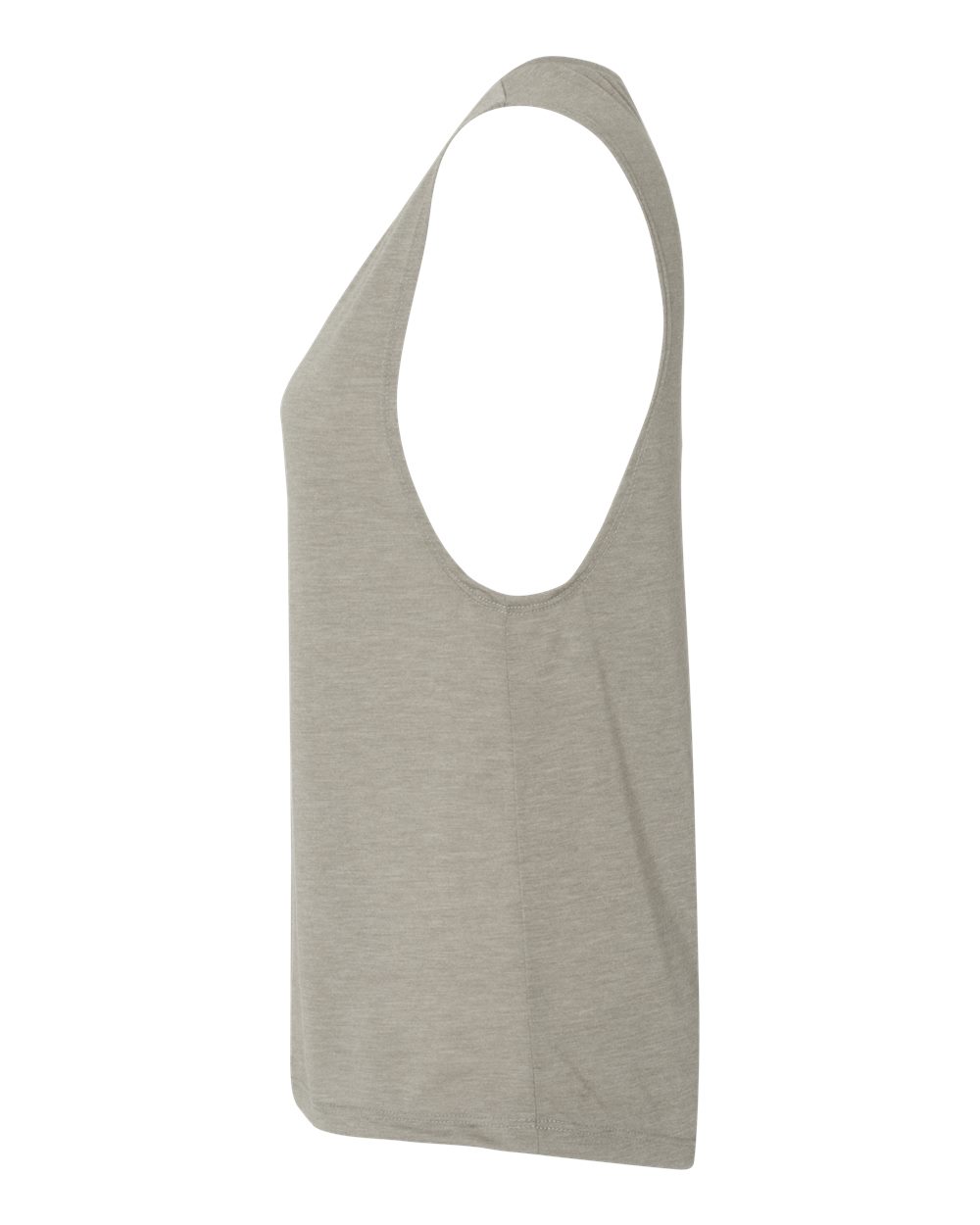 Left View of Heather Stone Women&#39;s Flowy Scoop Muscle Tank - 8803