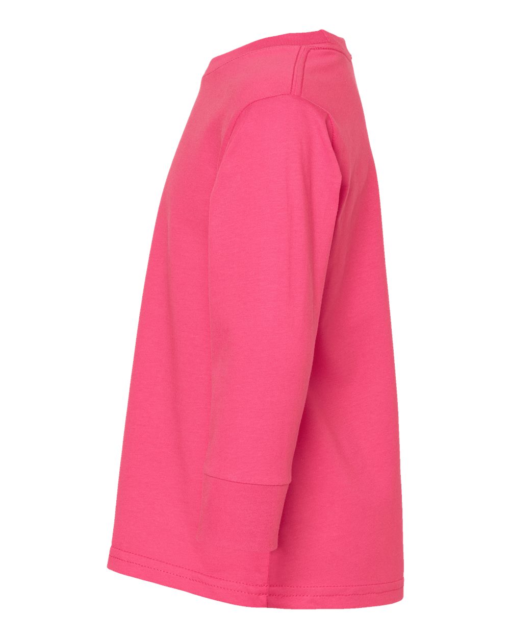 Left View of Hot Pink Toddler Fine Jersey Long Sleeve Tee - 3302