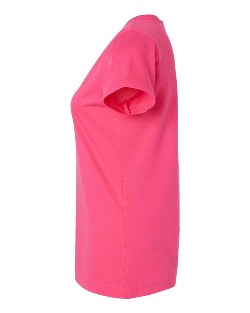Left View of Hot Pink Women&#39;s Fine Jersey V-Neck Tee - 3507
