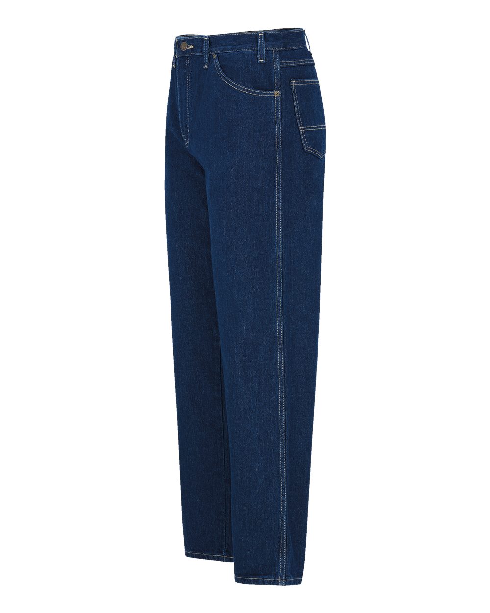Left View of Indigo Blue - 37 Unhemmed 5-Pocket Jeans - 1329