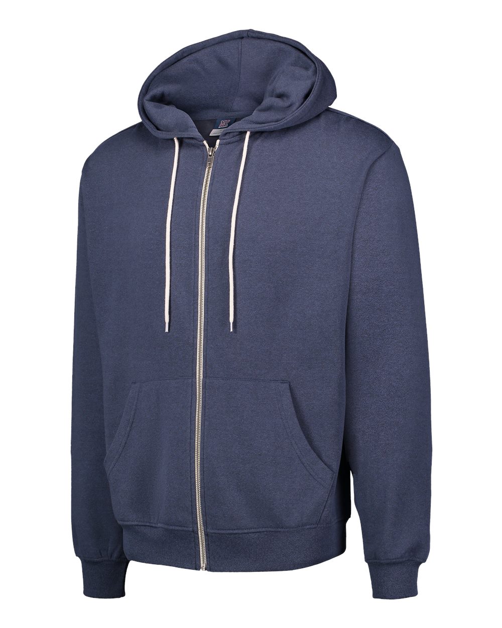 Left View of Indigo Pepper Heather Retro Heather Full-Zip Hooded Sweatshirt - 2349