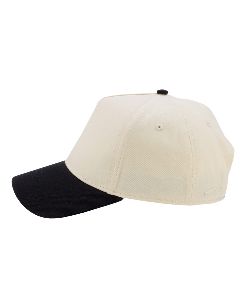 Left View of Ivory/ Black/ Leopard Camo Women's Two-Tone Five-Panel Cap - COLBIE plain
