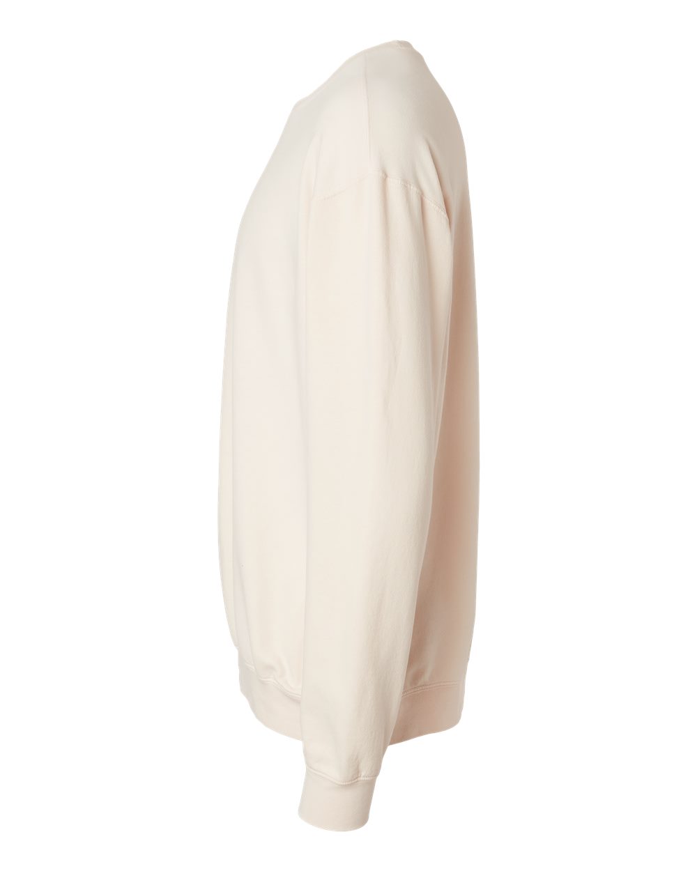 Left View of Ivory Garment-Dyed Lightweight Fleece Crewneck Sweatshirt - 1466