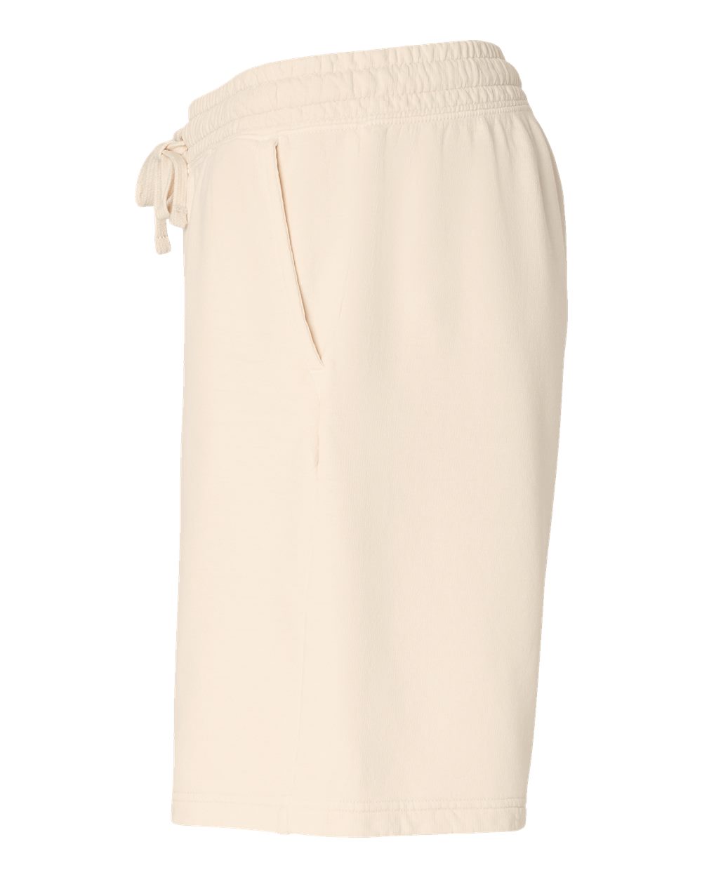 Left View of Ivory Garment-Dyed Lightweight Fleece Sweat Shorts - 1468