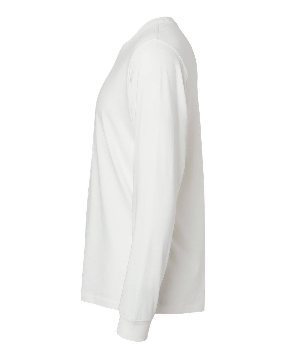 Left View of Ivory Organic Long Sleeve T-Shirt - 420