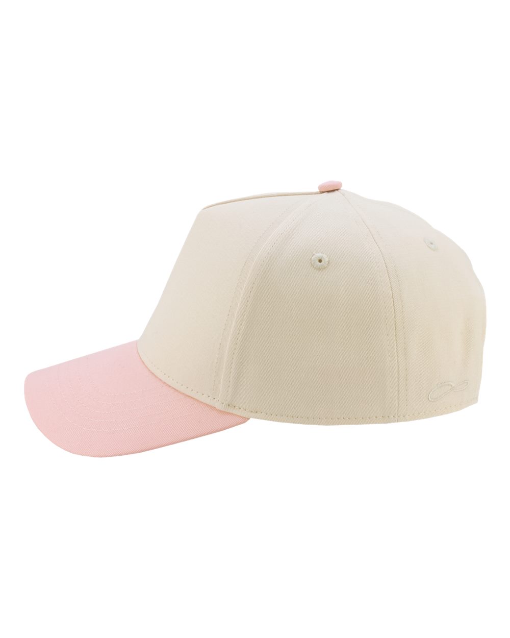 Left View of Ivory/ Peony/ Leopard Camo Women's Two-Tone Five-Panel Cap - COLBIE plain