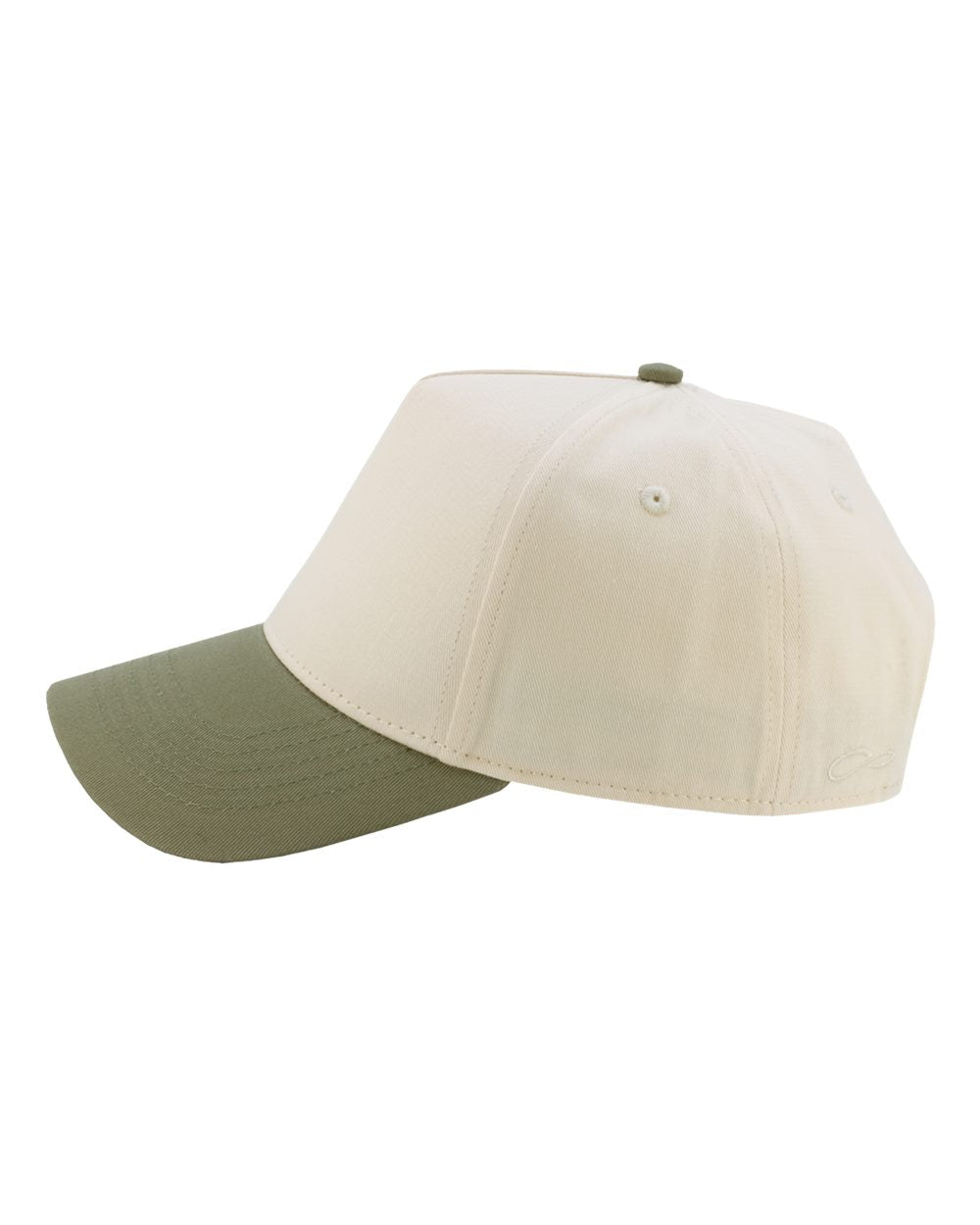 Left View of Ivory/ Sea Turtle/ Leopard Women's Two-Tone Five-Panel Cap - COLBIE
