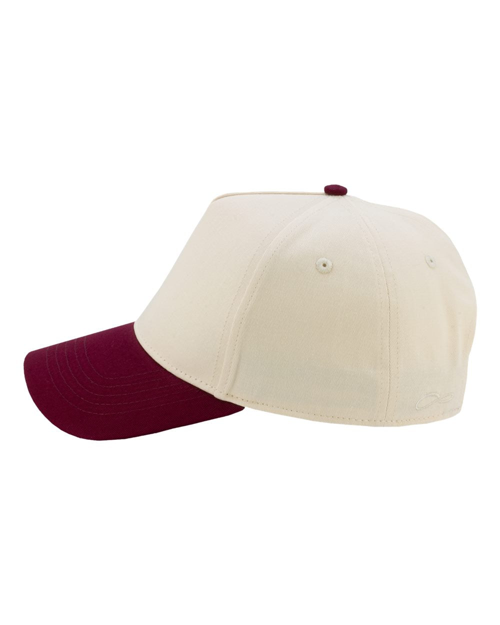 Left View of Ivory/ Wine/ Leopard Women's Two-Tone Five-Panel Cap - COLBIE