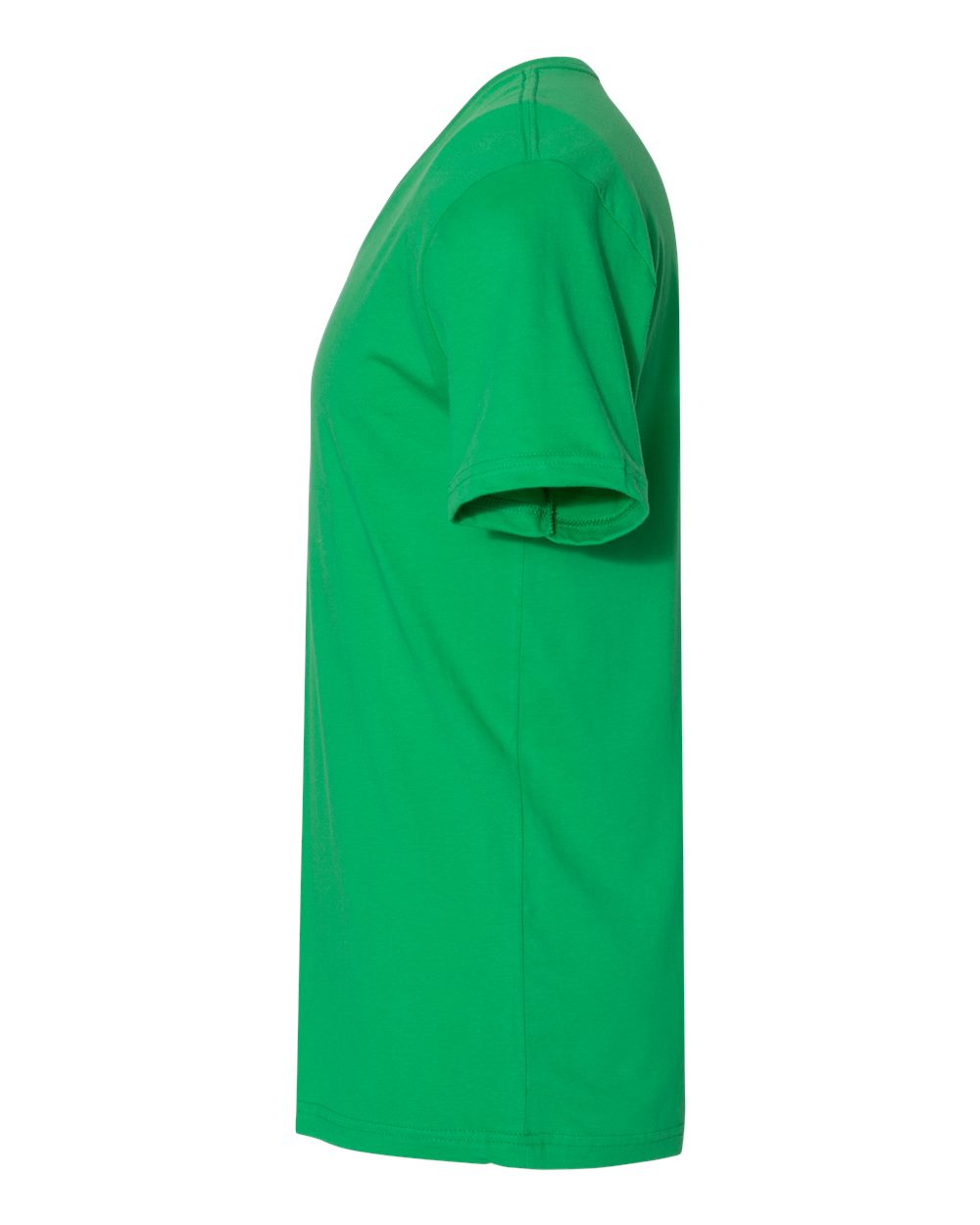 Left View of Kelly Green Cotton V-Neck T-Shirt - 3200