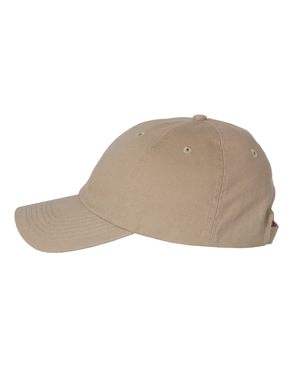 Left View of Khaki Bio-Washed Classic Dad Hat - VC300A