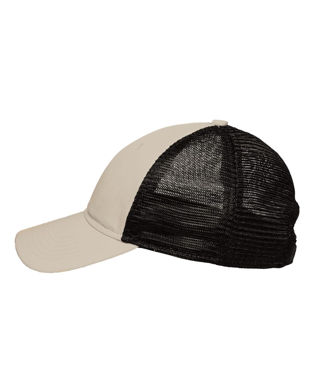 Left View of Khaki/ Black Mesh Dad Hat Fit - SP1750