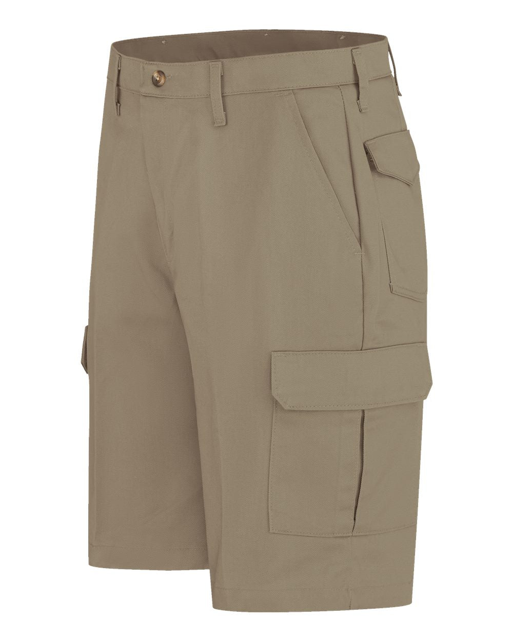 Left View of Khaki Cargo Shorts - Extended Sizes - PC86EXT