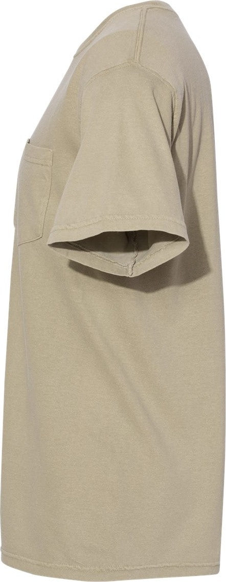 Left View of Khaki Garment-Dyed Heavyweight Pocket T-Shirt - 6030