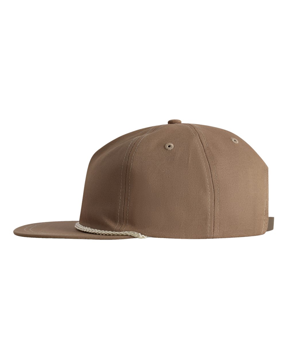 Left View of Khaki/ Off White The Original Rope Five-Panel Cap - DNA001 plain