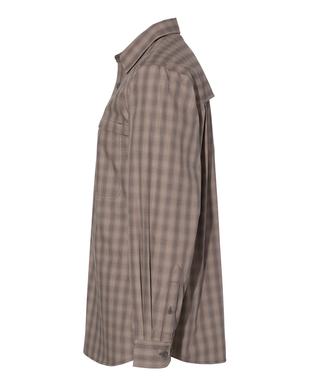 Left View of Khaki Paseo Plaid Shirt - 4465