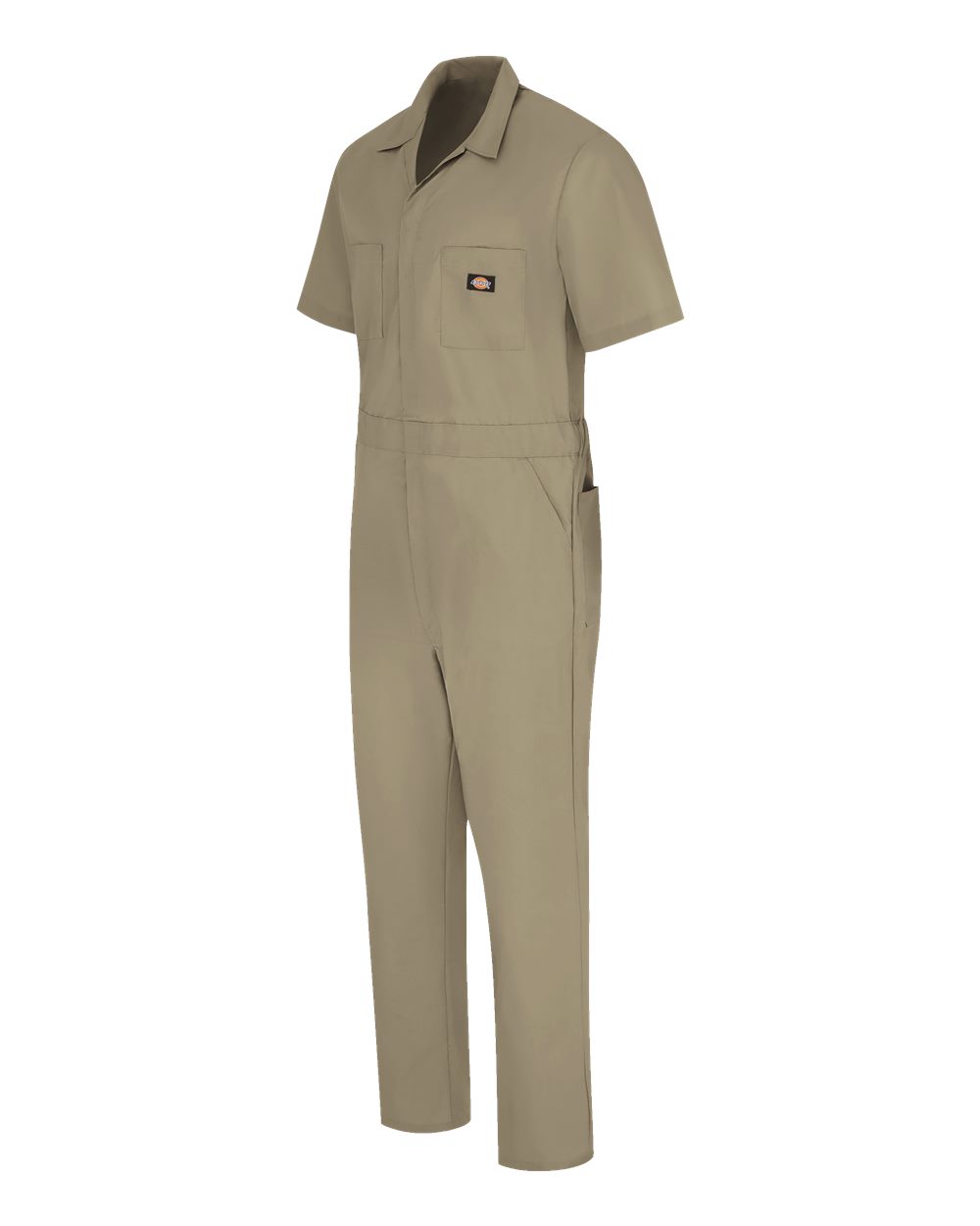 Left View of Khaki Short Sleeve Coverall - 3339