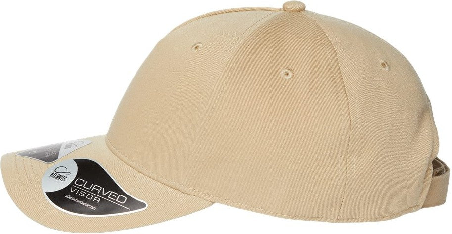 Left View of Khaki Sustainable Five-Panel Cap - FIJI