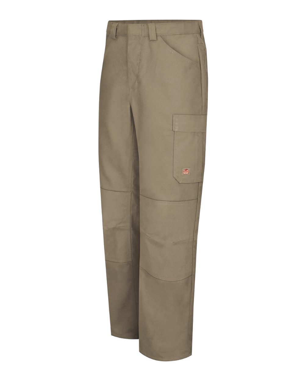 Left View of Khaki - Unhemmed Shop Pants - PT2A