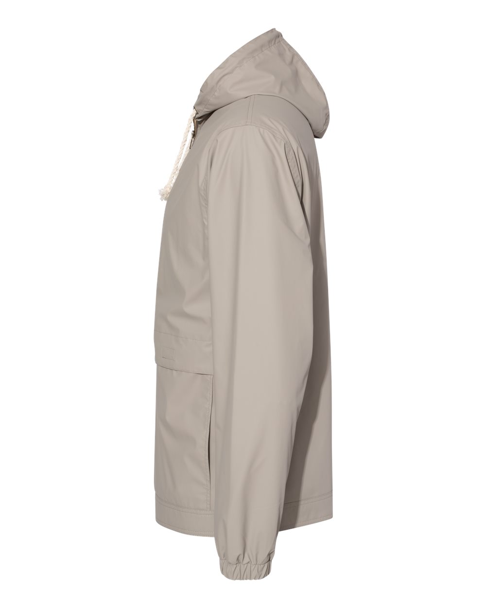 Left View of Khaki Vintage Hooded Rain Jacket - 193910