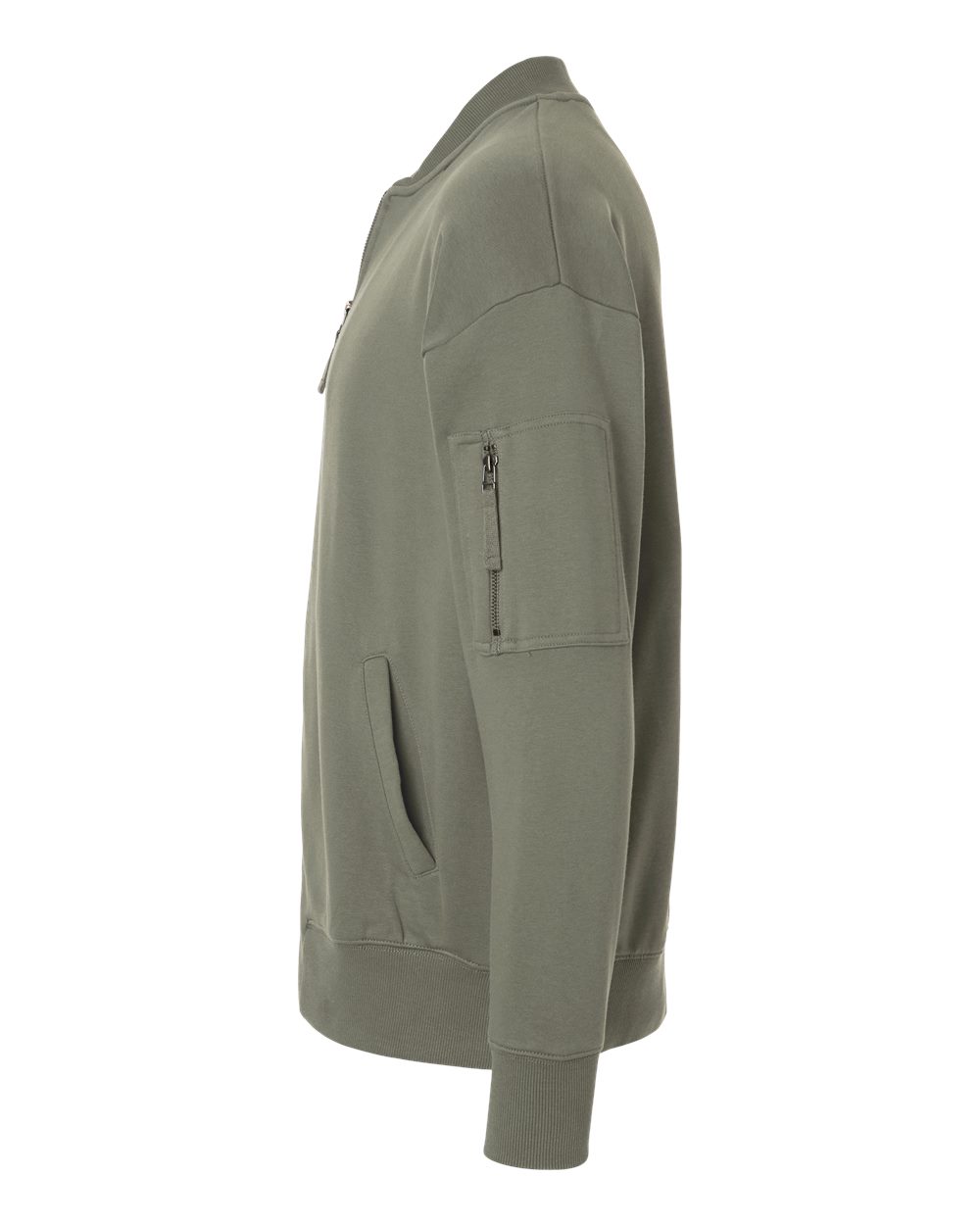 Left View of Lieutenant Unisex French Terry Bomber Jacket - FTJ77 plain