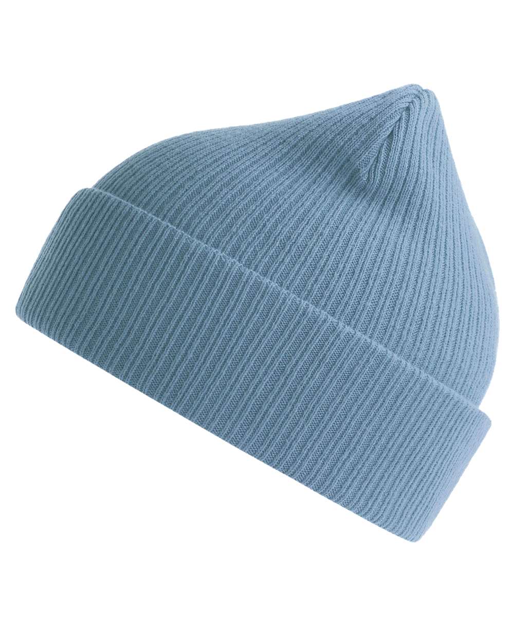 Left View of Light Avio Blue Sustainable Cuffed Beanie - NELSON